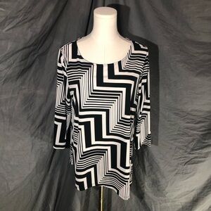 Chico's Black and White Zigzag Blouse